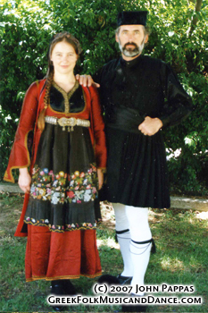 Metsovon:  Ladies dress ensemble and Man's Foustanella